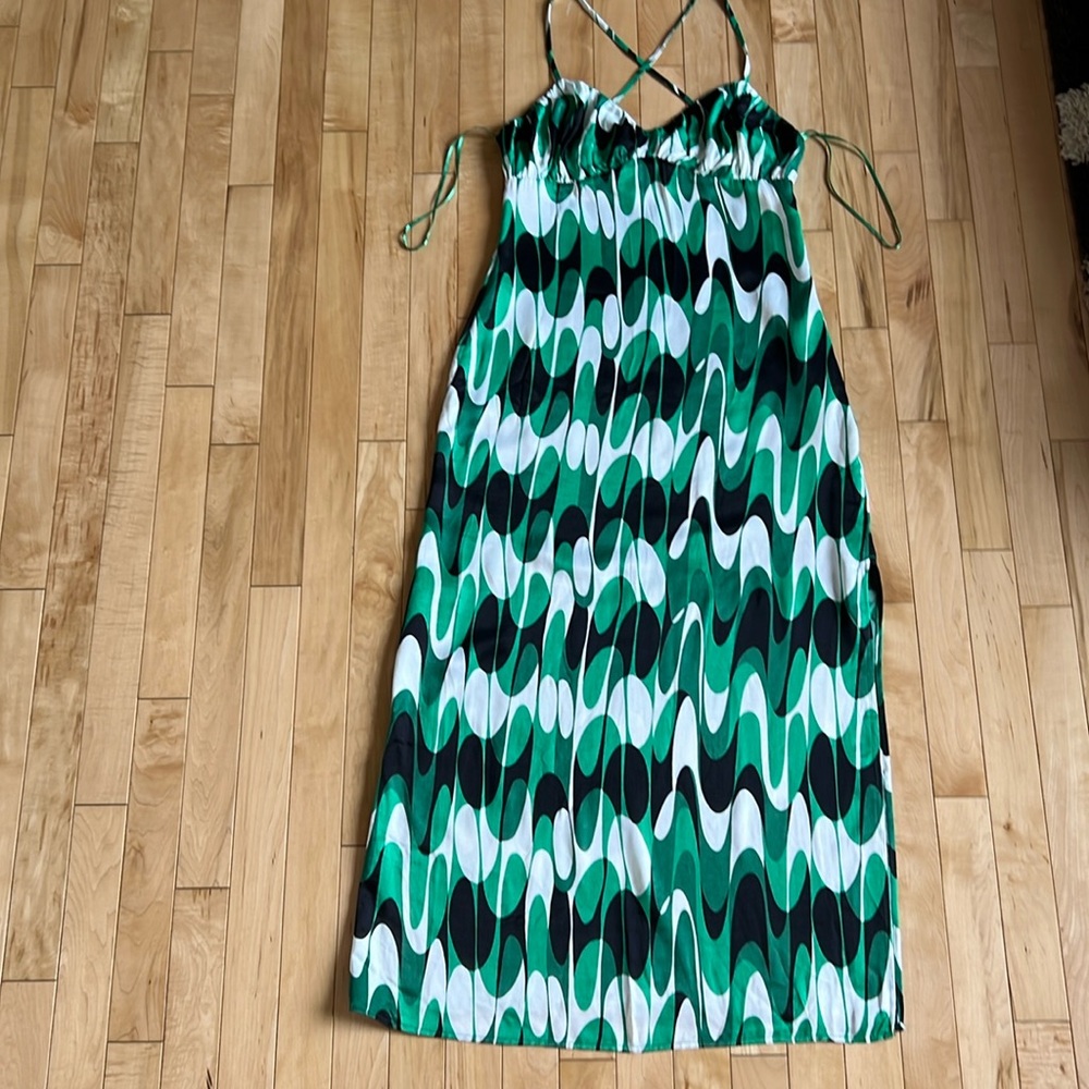 Zara spaghetti straps maxi slip dress, rushed design bust